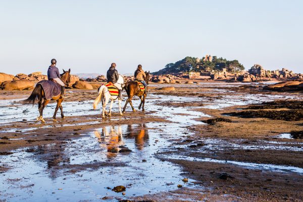 Cavalier sur la Côte de Granit Rose, Trégastel, Côtes d'Armor