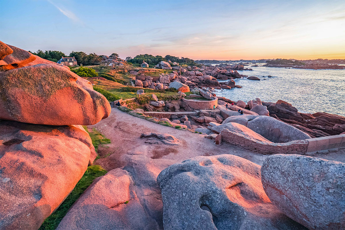 Coucher de soleil sur granit rose, Perros-Guirec, Côtes d'Armor